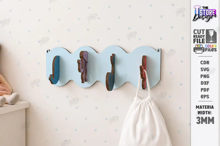 Wooden Wall Hooks Laser Cut | Plywood Sea Animals Wall Hook