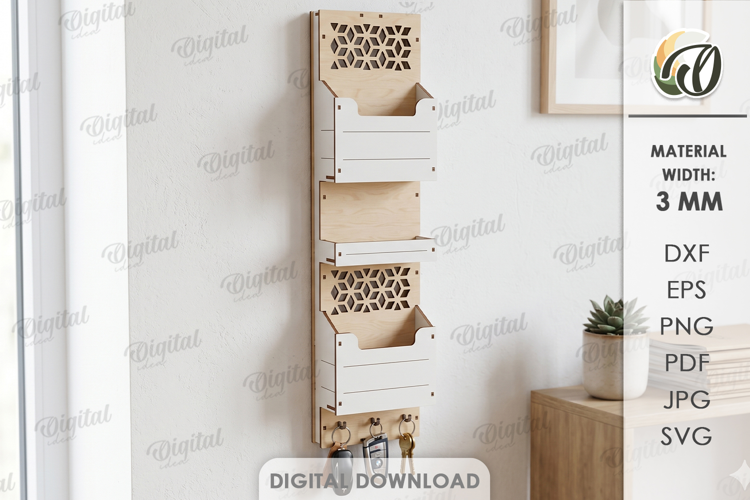 3D Wall Organizer Laser Cut. Home Organizer SVG