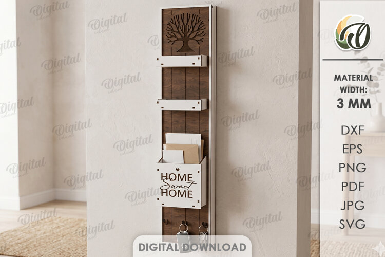 3D Wall Organizer Laser Cut. Home Organizer SVG example image 1