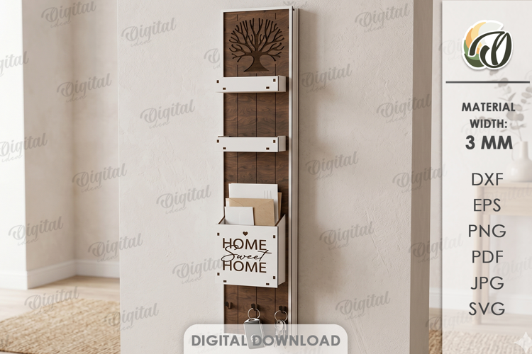 3D Wall Organizer Laser Cut. Home Organizer SVG