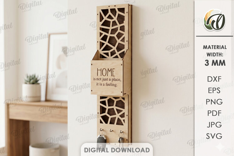 3D Wall Organizer Laser Cut. Home Organizer SVG example image 1