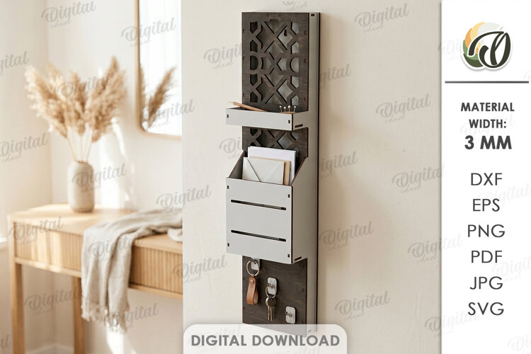 3D Wall Organizer Laser Cut. Home Organizer SVG example image 1