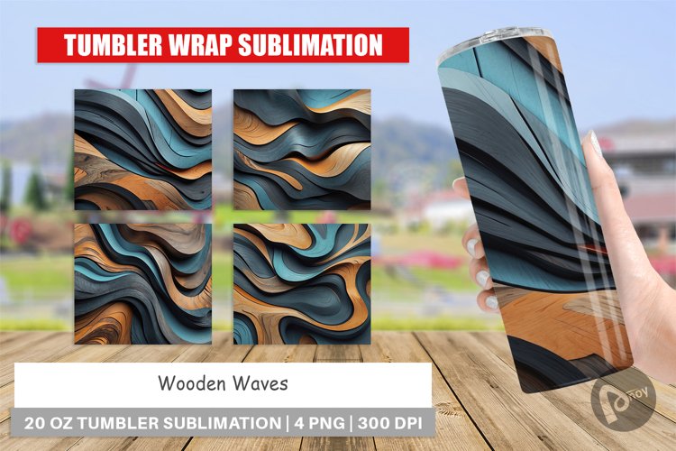 Tumbler Wrap Wooden Waves