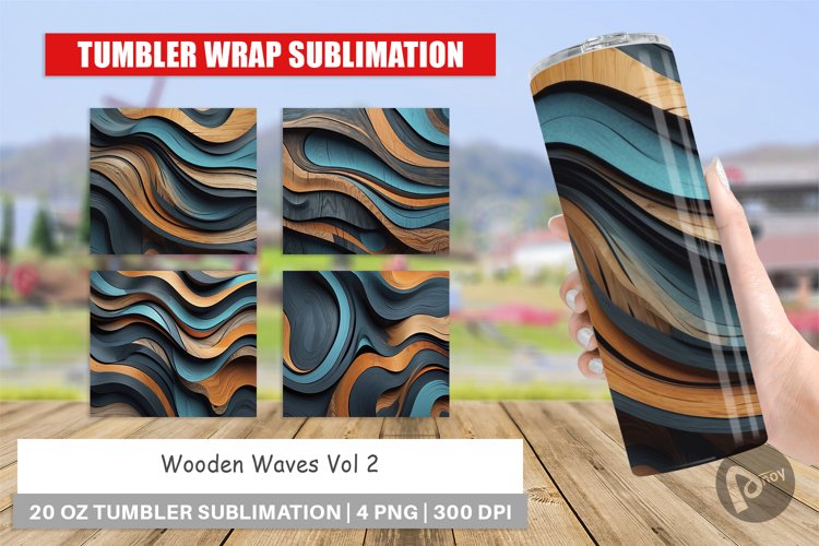 Tumbler Wrap Wooden Waves