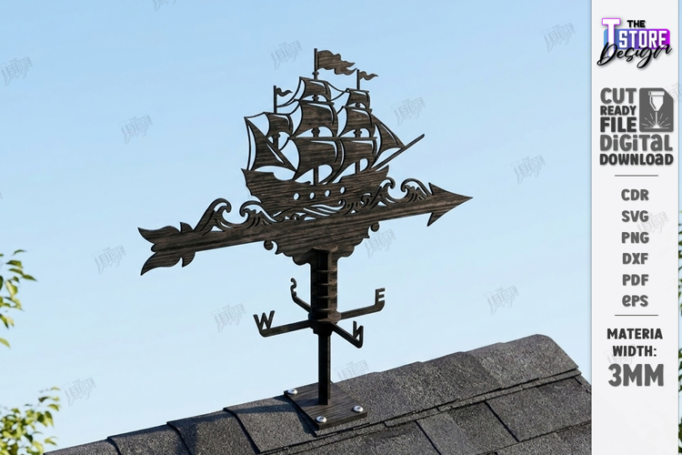 Wooden Weather Vane Laser Cut | Wind Vane | Home Decor | CNC