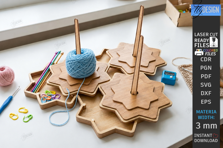 Wooden Yarn Holder Laser Cut | Knitting Craft Storage | CNC