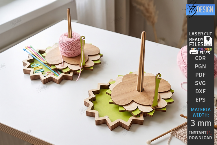 Wooden Yarn Holder Laser Cut | Knitting Craft Storage | CNC