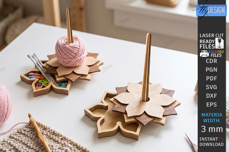 Wooden Yarn Holder Laser Cut | Knitting Craft Storage | CNC