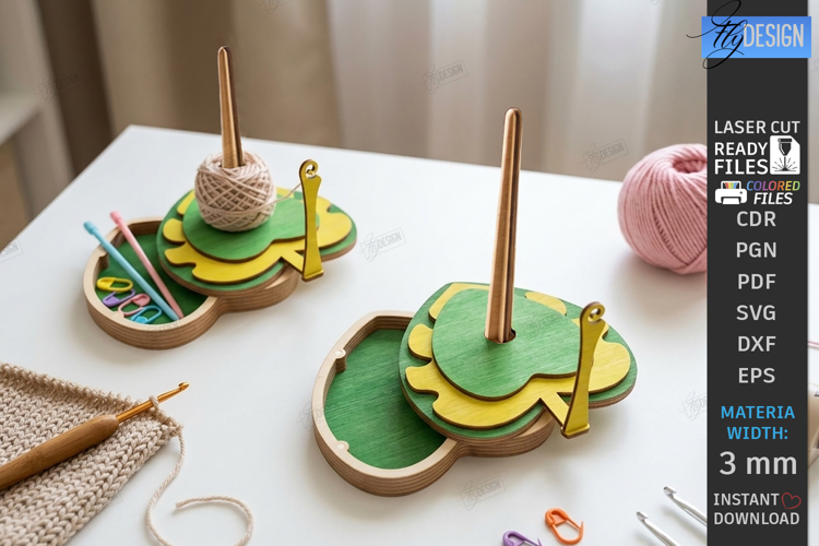 Wooden Yarn Holder Laser Cut | Knitting Craft Storage | CNC