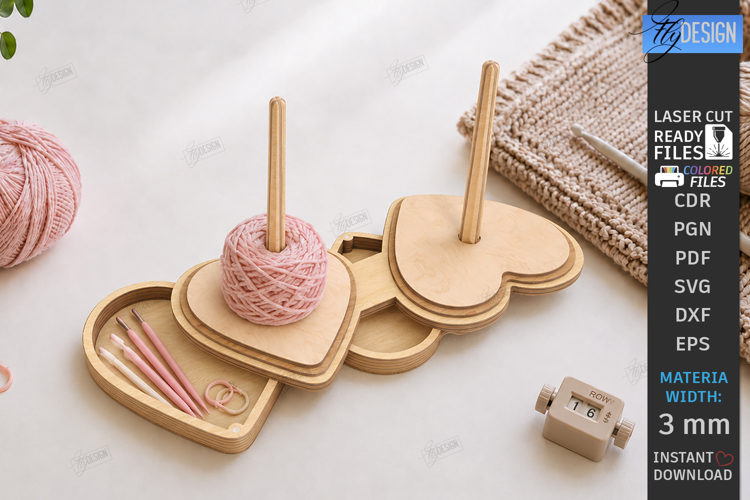 Wooden Yarn Holder Laser Cut | Knitting Craft Storage | CNC