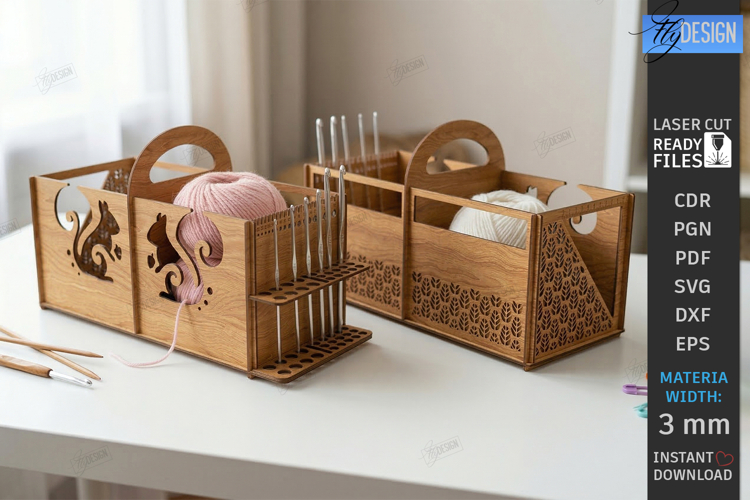 Yarn Organizer Box Laser Cut | Knitting and Crochet | Craft