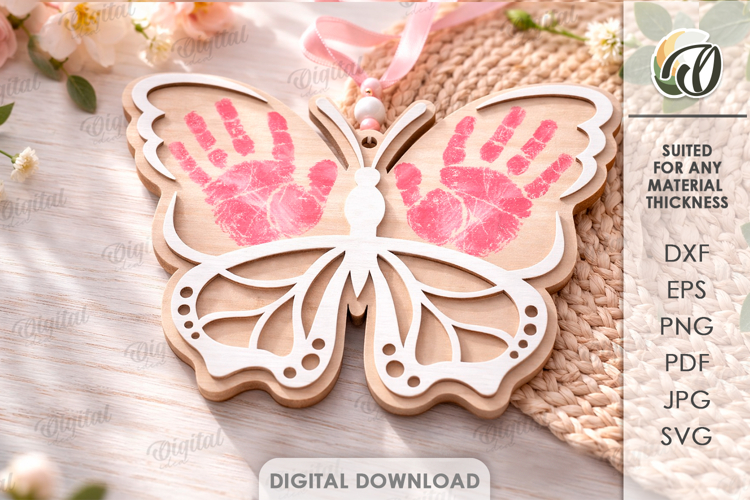 3D Mothers Day Gift Laser Cut. Handprint Ornament SVG