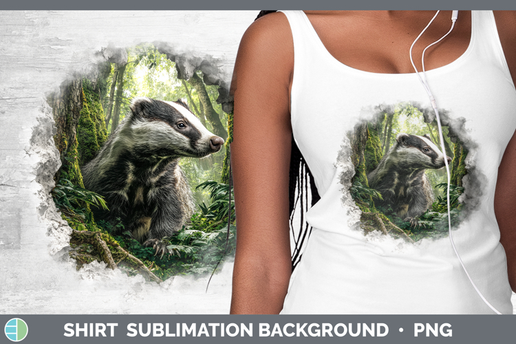 Badger Woodland 3D Hole Shirt Sublimation Design