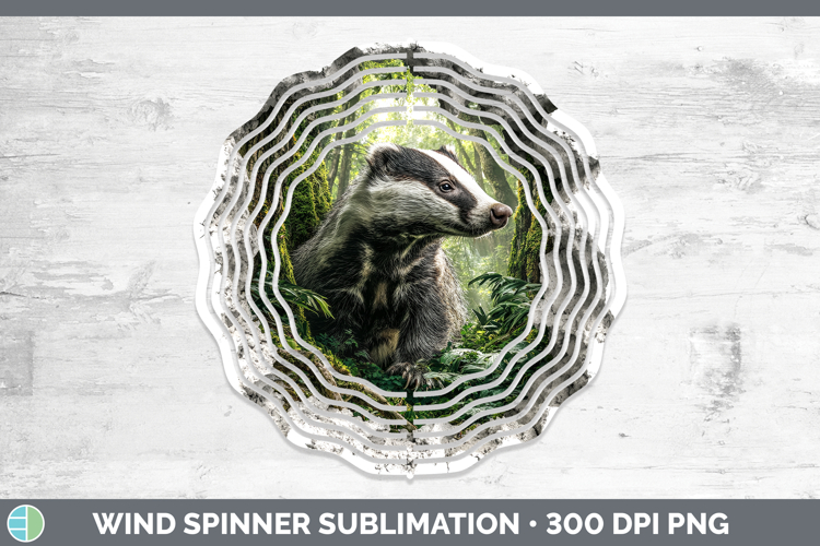 Badger Woodland 3D Hole Wind Spinner Sublimation Design