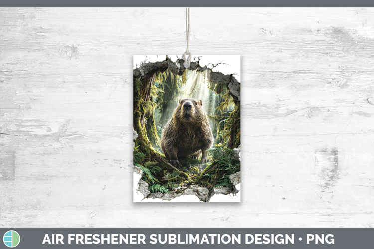 Beaver Woodland 3D Hole Air Freshener Sublimation Design