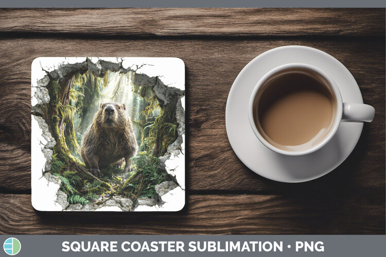 GorgeousWoodland 3D Hole Square Coaster design.