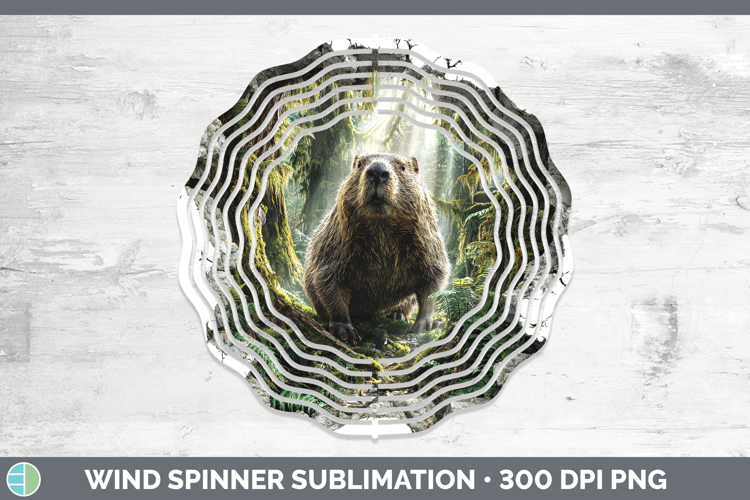 Beaver Woodland 3D Hole Wind Spinner Sublimation Design