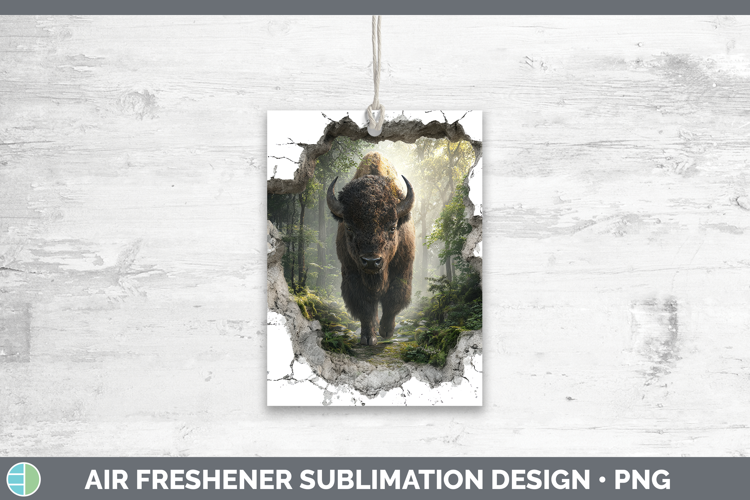 Bison Woodland 3D Hole Air Freshener Sublimation Design