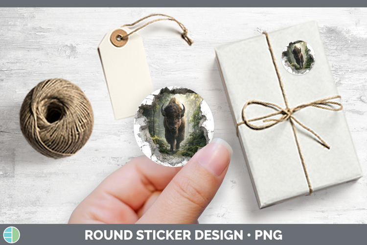 Bison Woodland 3D Hole Stickers Design