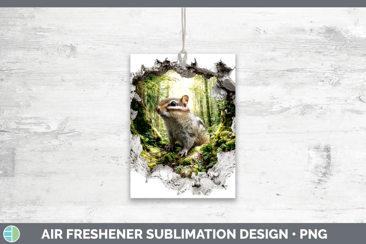 Chipmunk Woodland 3D Hole Air Freshener Sublimation Design