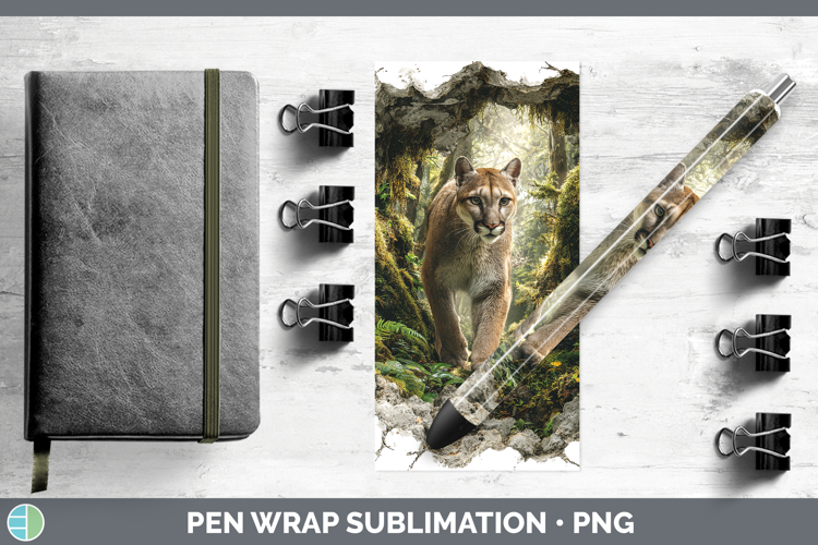 Cougar Woodland 3D Hole Pen Wrap Sublimation Design