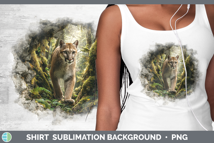 Cougar Woodland 3D Hole Shirt Sublimation Design