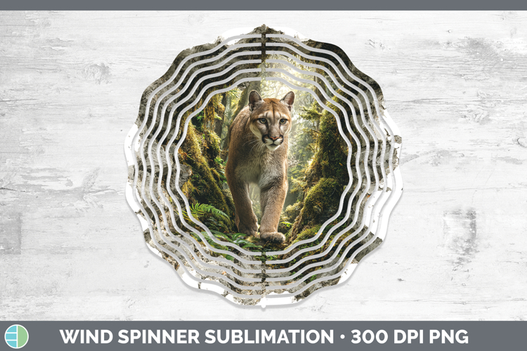Cougar Woodland 3D Hole Wind Spinner Sublimation Design