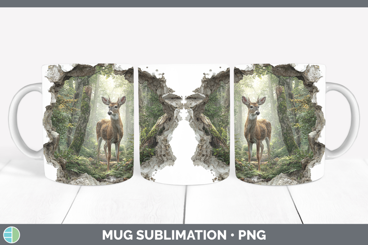 Deer Woodland 3D Hole Mug Wrap Sublimation Design