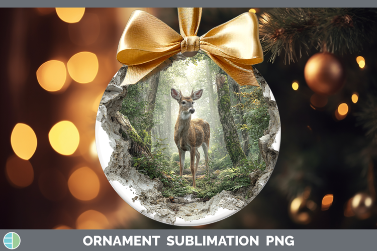 Deer Woodland 3D Hole Ornament Sublimation Design