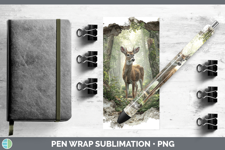 Deer Woodland 3D Hole Pen Wrap Sublimation Design