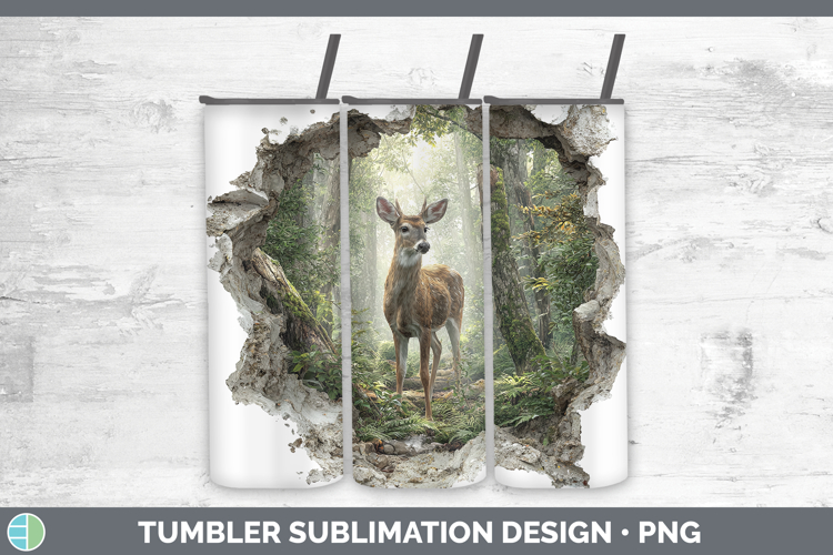 Deer Woodland 3D Hole Tumbler Sublimation Design