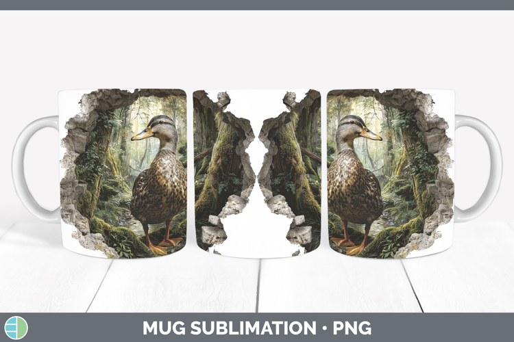 Duck Woodland 3D Hole Mug Wrap Sublimation Design