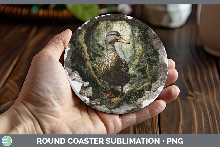Duck Woodland 3D Hole Round Coaster Sublimation Design