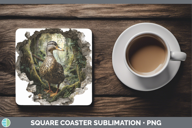 Duck Woodland 3D Hole Square Coaster Sublimation Design