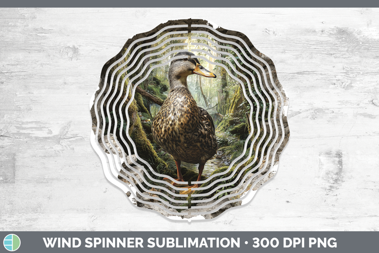 Duck Woodland 3D Hole Wind Spinner Sublimation Design