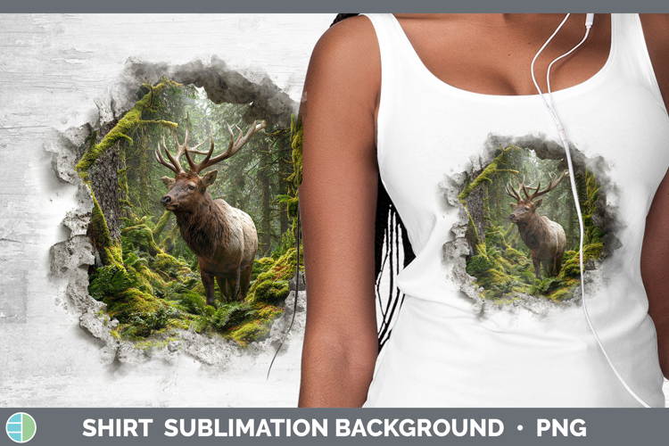 Elk Woodland 3D Hole Shirt Sublimation Design
