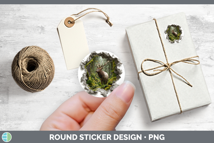 Elk Woodland 3D Hole Stickers Design