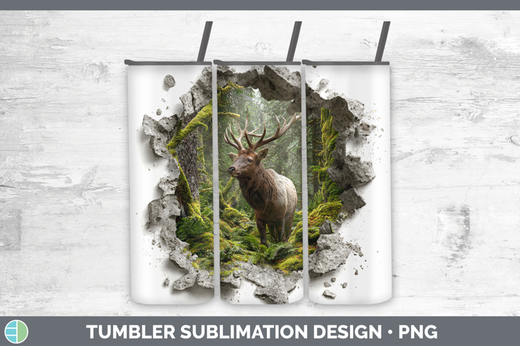 Elk Woodland 3D Hole Tumbler Sublimation Design