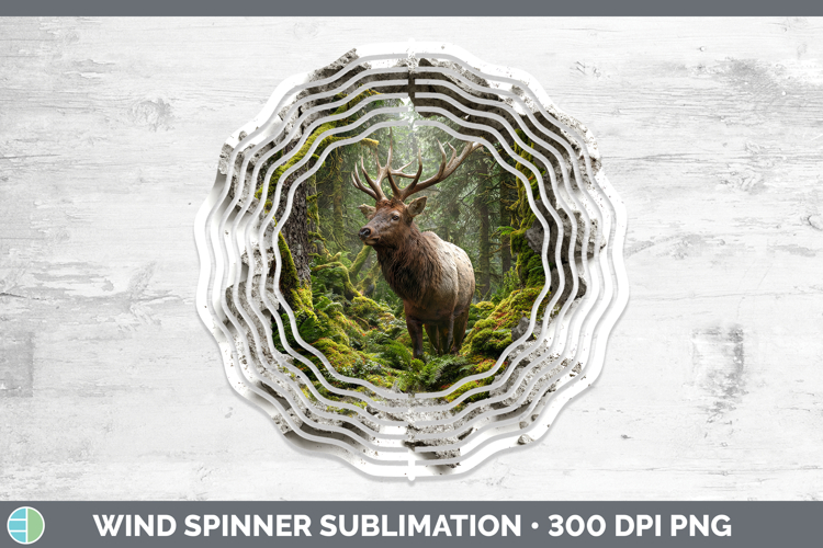 Elk Woodland 3D Hole Wind Spinner Sublimation Design