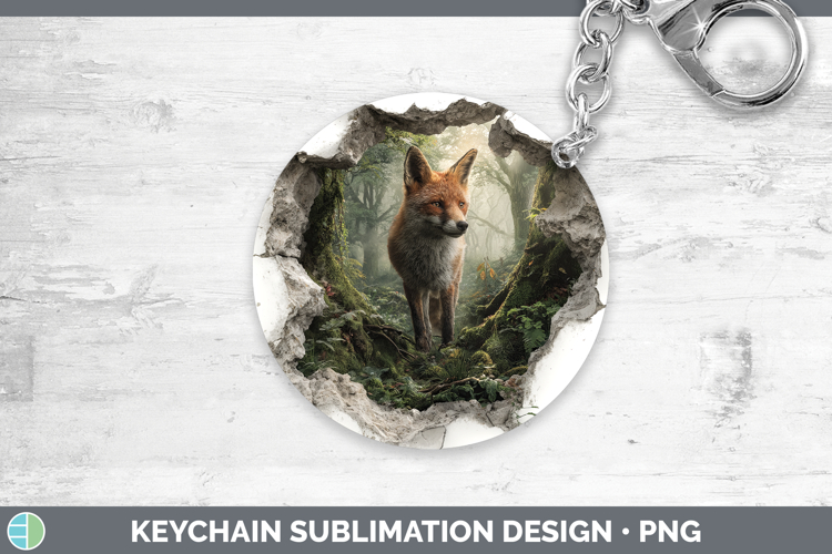 Fox Woodland 3D Hole Keychain Sublimation Design