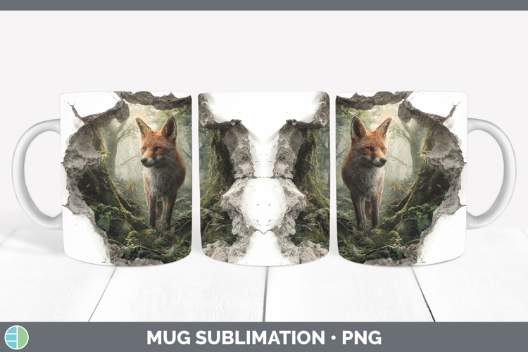 Fox Woodland 3D Hole Mug Wrap Sublimation Design