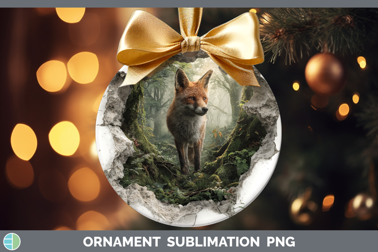 Fox Woodland 3D Hole Ornament Sublimation Design