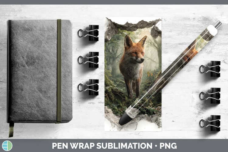 Fox Woodland 3D Hole Pen Wrap Sublimation Design