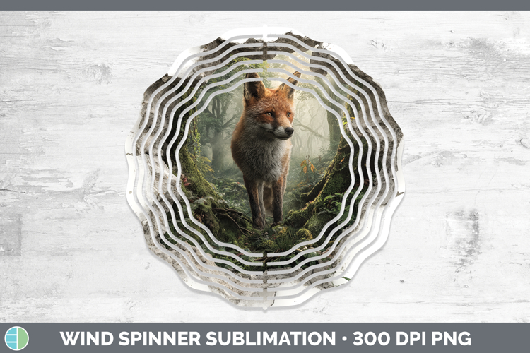 Fox Woodland 3D Hole Wind Spinner Sublimation Design