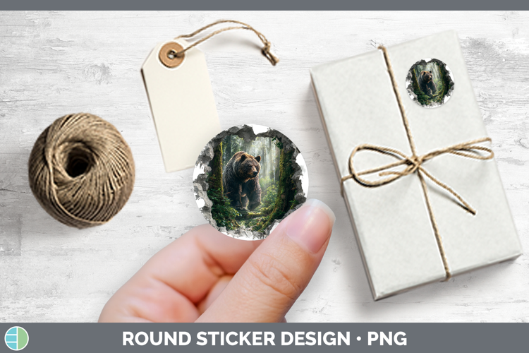 Grizzly Bear Woodland 3D Hole Stickers Design