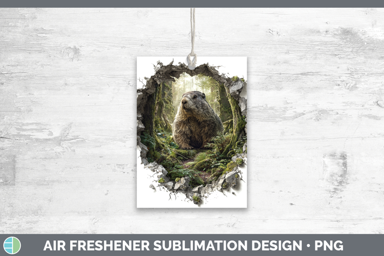 Groundhog Woodland 3D Hole Air Freshener Sublimation Design
