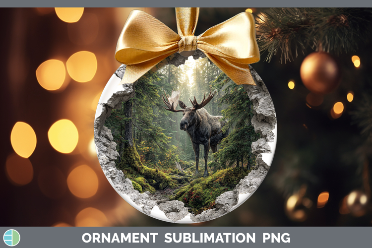 Moose Woodland 3D Hole Ornament Sublimation Design