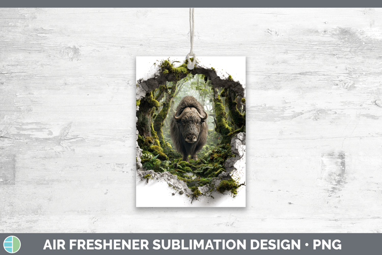 Musk Ox Woodland 3D Hole Air Freshener Sublimation Design