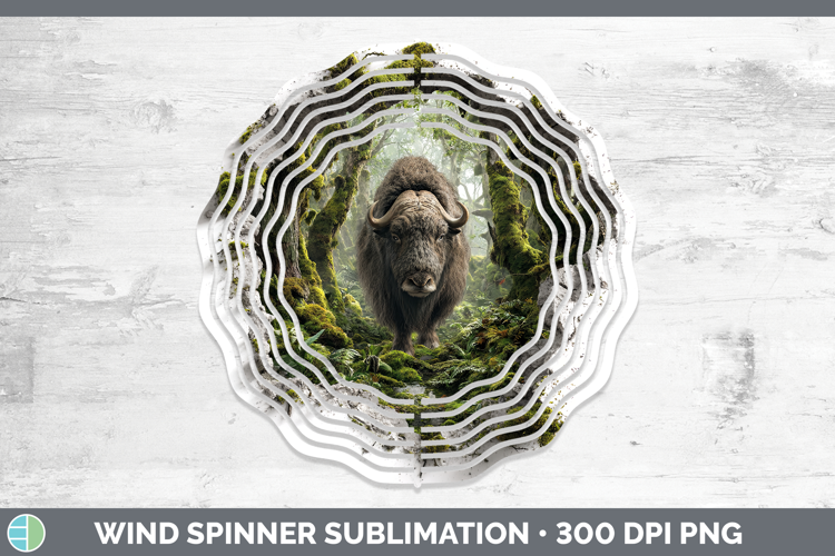 Musk Ox Woodland 3D Hole Wind Spinner Sublimation Design