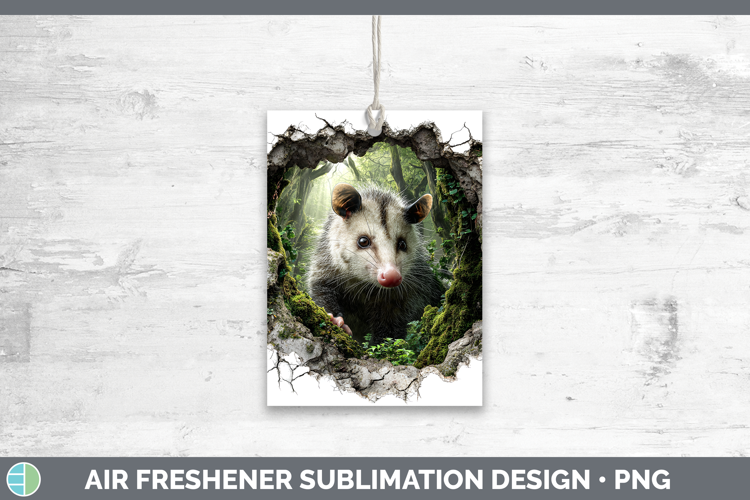 Opossum Woodland 3D Hole Air Freshener Sublimation Design